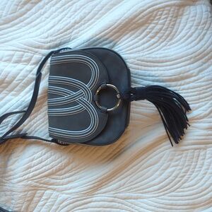 TORY BURCH Tassel Mini Suede Leather Saddlebag